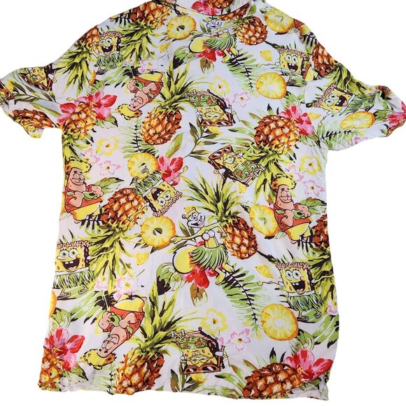 SpongeBob SquarePants Mens Hawaiian Shirt Tropical Pineapple Print Size M - Picture 2 of 10